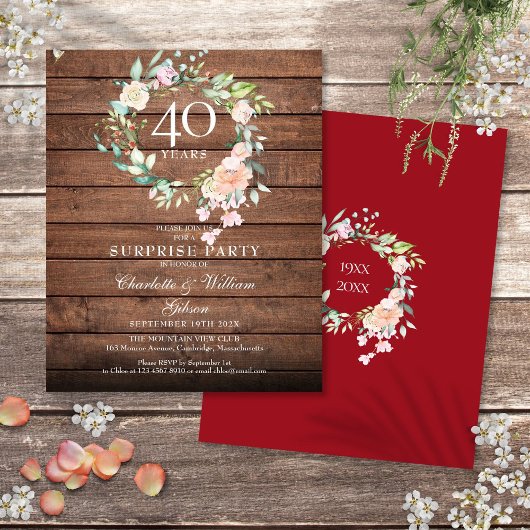 Papier Invitation de 40e anniversaire de mariage surprise
