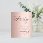 Papier Invitation de 40e anniversaire de style budget en  (Debout devant)