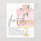 Papier Invitation de 40e partie du gâteau d'anniversaire  (Devant)