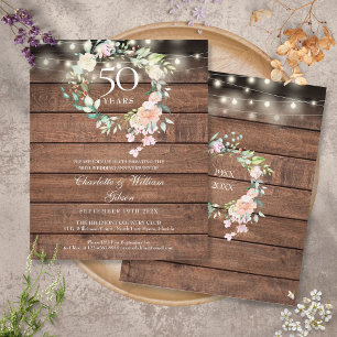 Papier Invitation de 50e anniversaire de mariage Floral R