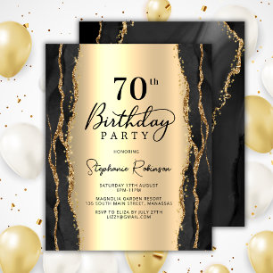 Papier Invitation de 70 ans Budget Moderne Noir Or