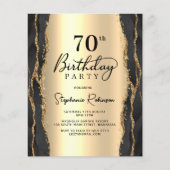 Papier Invitation de 70 ans Budget Moderne Noir Or (Devant)