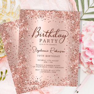 Papier Invitation de 70e anniversaire à paillettes en or
