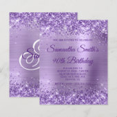 Papier Invitation de 90e anniversaire avec monogramme en (Devant / Derrière)