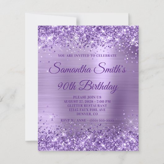Papier Invitation de 90e anniversaire avec monogramme en (Devant)