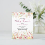 Papier Invitation de Baby Shower à fleurs roses pas chère (Debout devant)