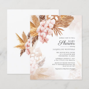 Papier Invitation de Baby Shower à l'herbe de Pampas Bohè