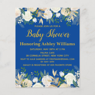 Papier Invitation de Baby Shower à petit budget Royal Blu