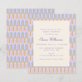 Papier Invitation de baby shower adorable et groovy bleu (Devant / Derrière)