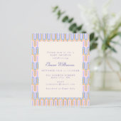 Papier Invitation de baby shower adorable et groovy bleu (Debout devant)