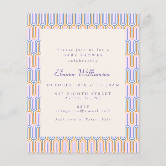 Papier Invitation de baby shower adorable et groovy bleu (Devant)