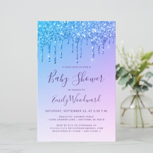 Papier Invitation de Baby shower arc-en-ciel de la Partie (Debout devant)
