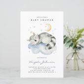 Papier Invitation de Baby Shower au Raton Laveur Dormant  (Debout devant)