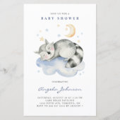 Papier Invitation de Baby Shower au Raton Laveur Dormant  (Devant)