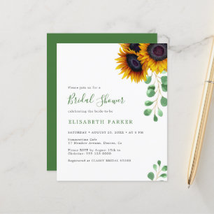 Papier Invitation de baby shower au tournesol eucalyptus
