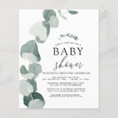 Papier Invitation de Baby Shower avec feuillage de eucaly (Devant)