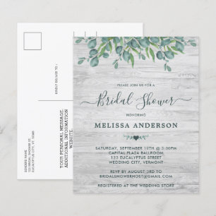 Papier Invitation de Baby Shower avec feuillage d'eucalyp