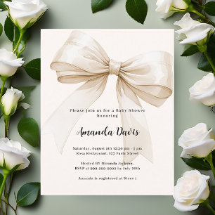 Papier Invitation de Baby shower beige beige et neutre