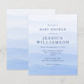 Papier Invitation de Baby shower bleu Ombre Dip Dye (Devant / Derrière)