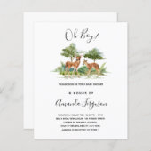 Papier Invitation de baby shower bois budget thème forêt (Devant / Derrière)