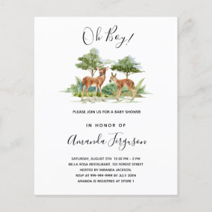 Papier Invitation de baby shower bois budget thème forêt