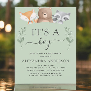 Papier Invitation de Baby Shower Bois Fille ou Garçon - B