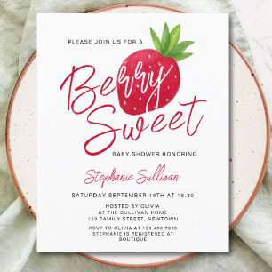 Papier Invitation de Baby Shower Budget Berry Sweet Straw
