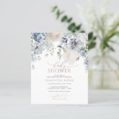 Papier Invitation de Baby Shower Budget Blue Hydrangea Bl (Debout devant)