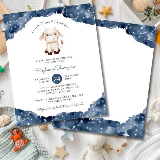 Papier Invitation de Baby Shower Budget Celestial Taurus