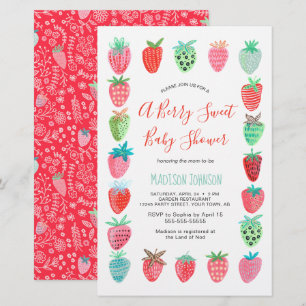 Papier Invitation de baby shower budget rose rouge mignon