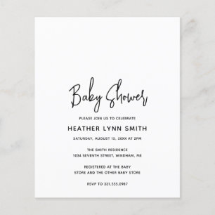 Papier Invitation de Baby shower budgétaire minimaliste d