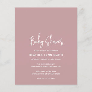 Papier Invitation de Baby shower budgétaire Rose rose