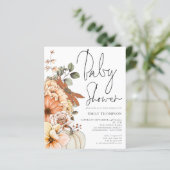 Papier Invitation de Baby shower Citrouille Budget Floral (Debout devant)