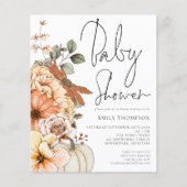 Papier Invitation de Baby shower Citrouille Budget Floral (Devant)