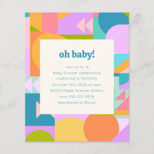 Papier Invitation de Baby Shower de Budget Coloré Géométr