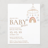 Papier Invitation de baby shower de budget mobile boho vi (Devant)