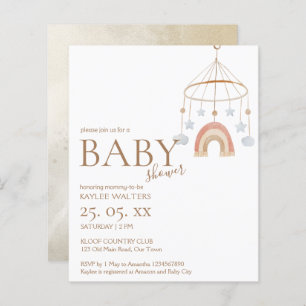 Papier Invitation de baby shower de budget mobile boho vi