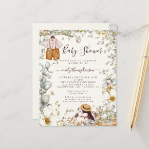 Papier Invitation de Baby shower de  de lapin Vintage bud