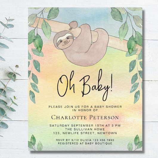 Papier Invitation de Baby shower de fentes mignon du budg