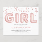 Papier Invitation de Baby shower de fille à l'huile à bud (Devant)