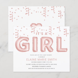 Papier Invitation de Baby shower de fille à l'huile à bud