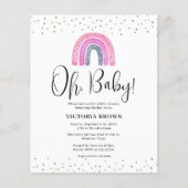 Papier Invitation de Baby shower de fille arc-en-ciel bud (Devant)