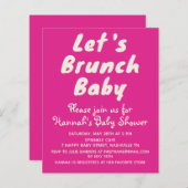 Papier Invitation de Baby shower de fille rose brillant b (Devant / Derrière)