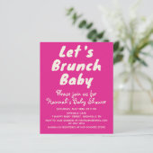 Papier Invitation de Baby shower de fille rose brillant b (Debout devant)