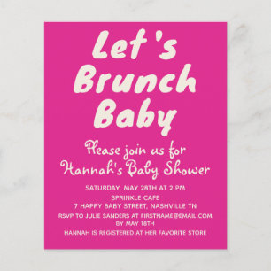 Papier Invitation de Baby shower de fille rose brillant b