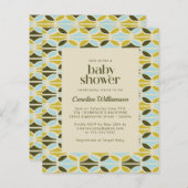Papier Invitation de Baby shower de formes bleues vertes  (Devant / Derrière)