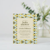 Papier Invitation de Baby shower de formes bleues vertes  (Debout devant)