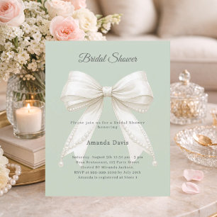 Papier Invitation de Baby Shower de mariage perles d'ivoi