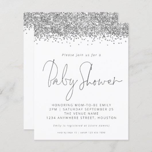 Papier Invitation de Baby shower de Parties scintillant S (Devant / Derrière)