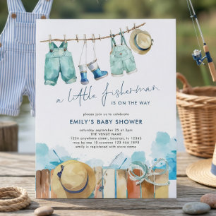 Papier Invitation de Baby Shower de petit pêcheur à petit